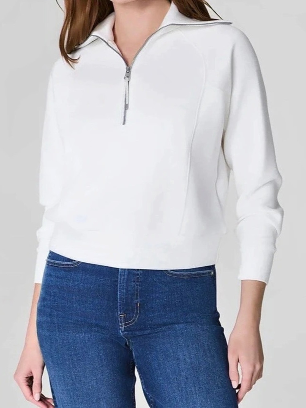 SPANX AirEssentials Quarter-Zip Pullover in White Size XS